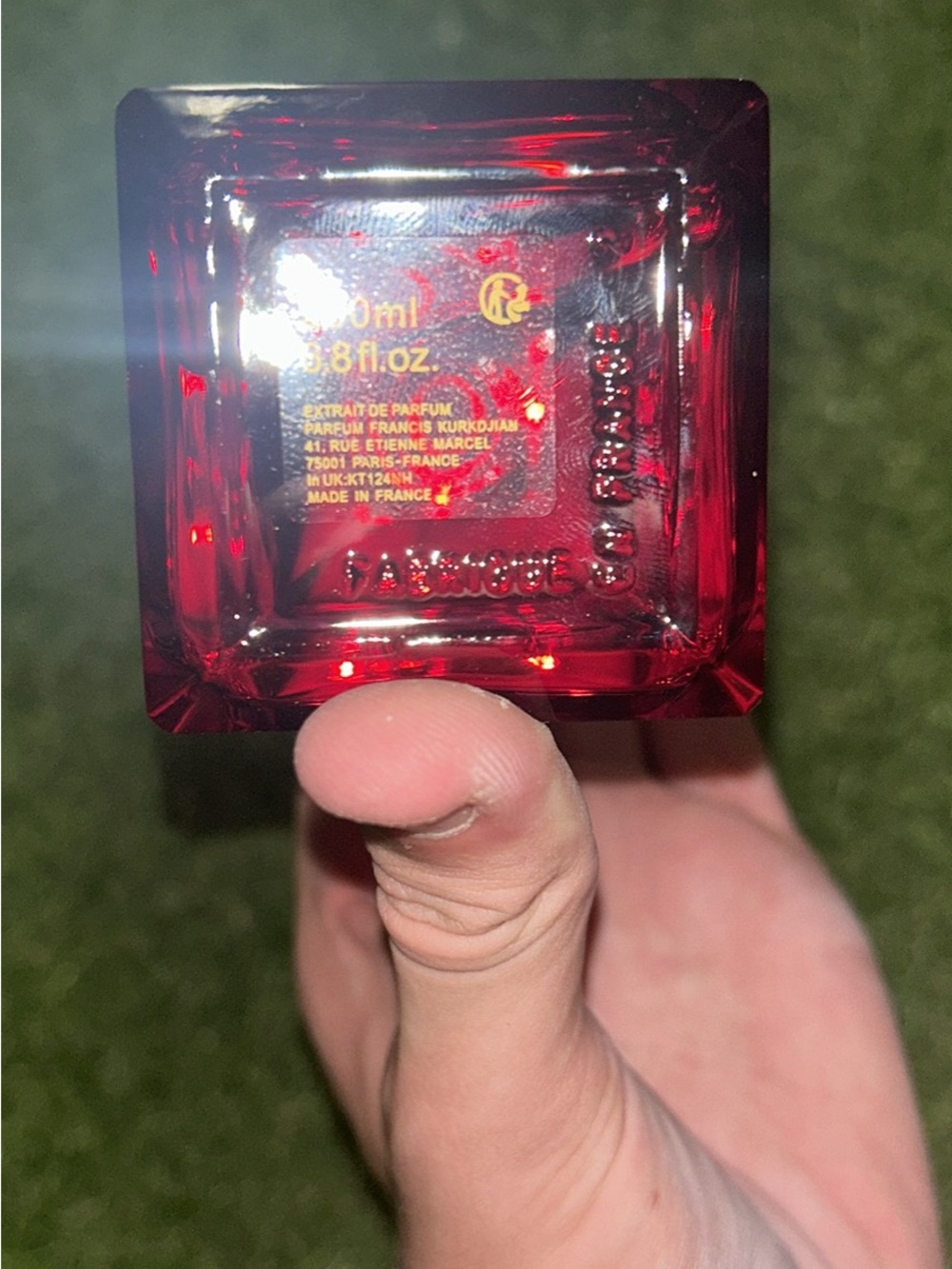 Maison Francis Kurkdjian Deep Red Glass Bottle Accent with Gold Label